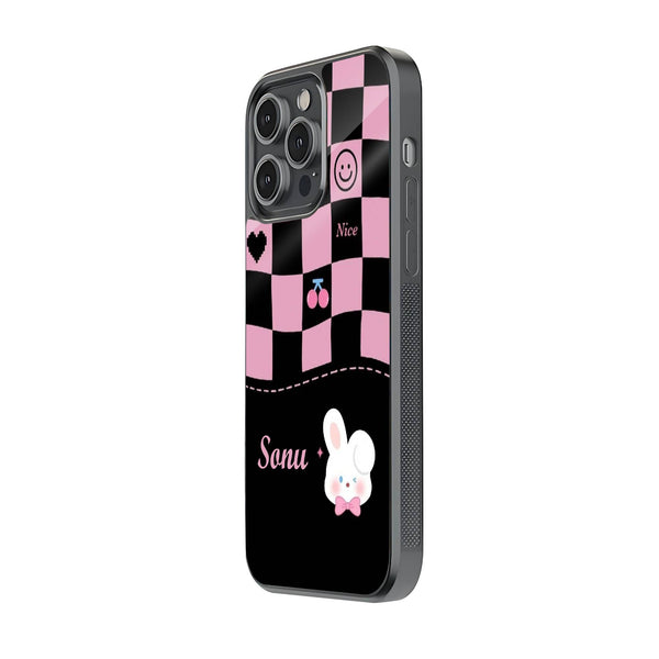 Blush Bunny Glass Name Case image 1