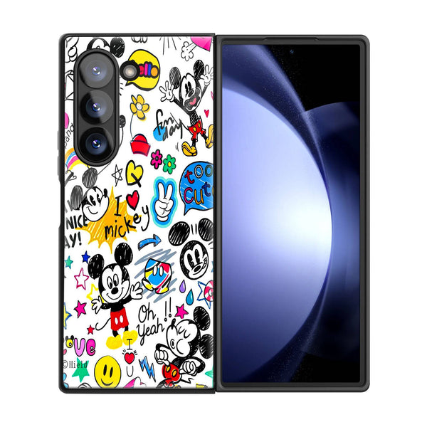 Mickey Mouse Doodle Samsung Z Fold Glass Case image 2