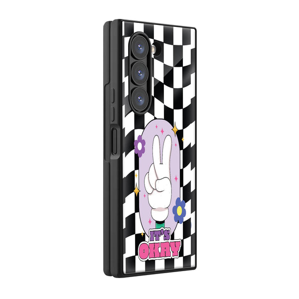 Checkerboard Samsung Z Fold Glass Case image 0