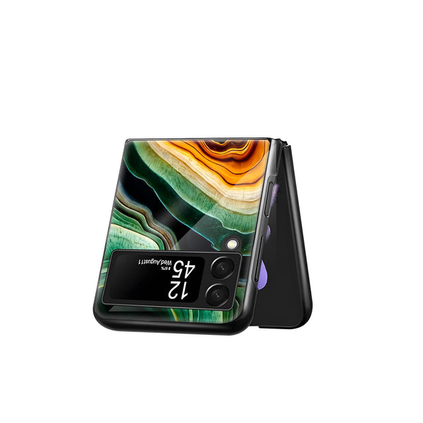 Green Marble Abstract Samsung Z Flip Glass Case image 2