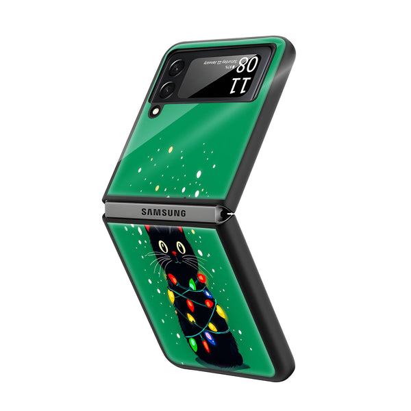 Christmas Cat Samsung Z Flip Glass Case image 1