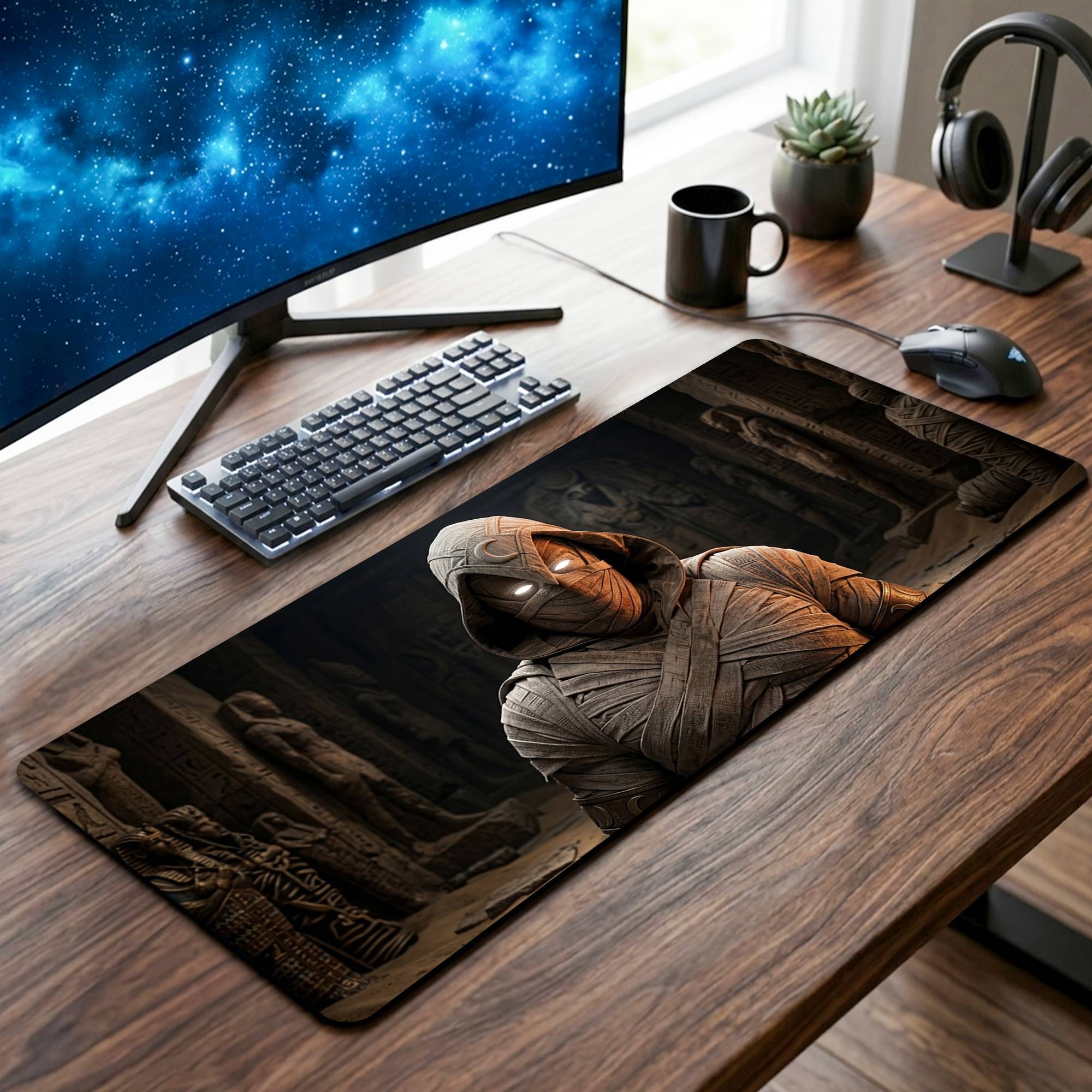 Mummy-Wrapped Desk Mat - 12 x 32 Inch image