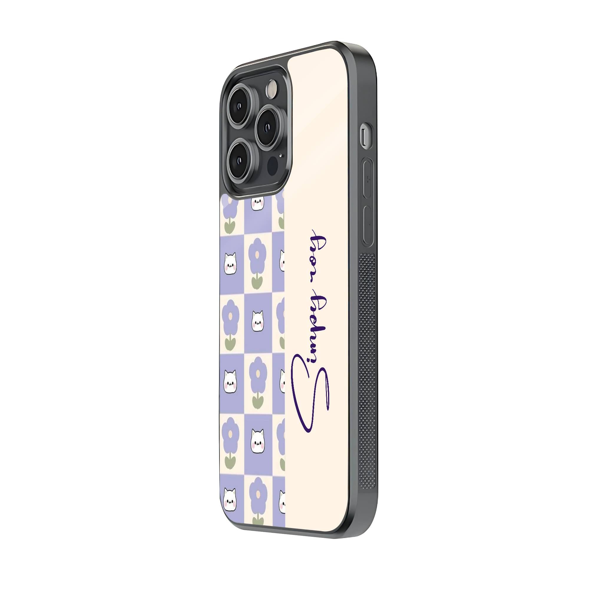 Lavender Kitty Glass Name Case image 1