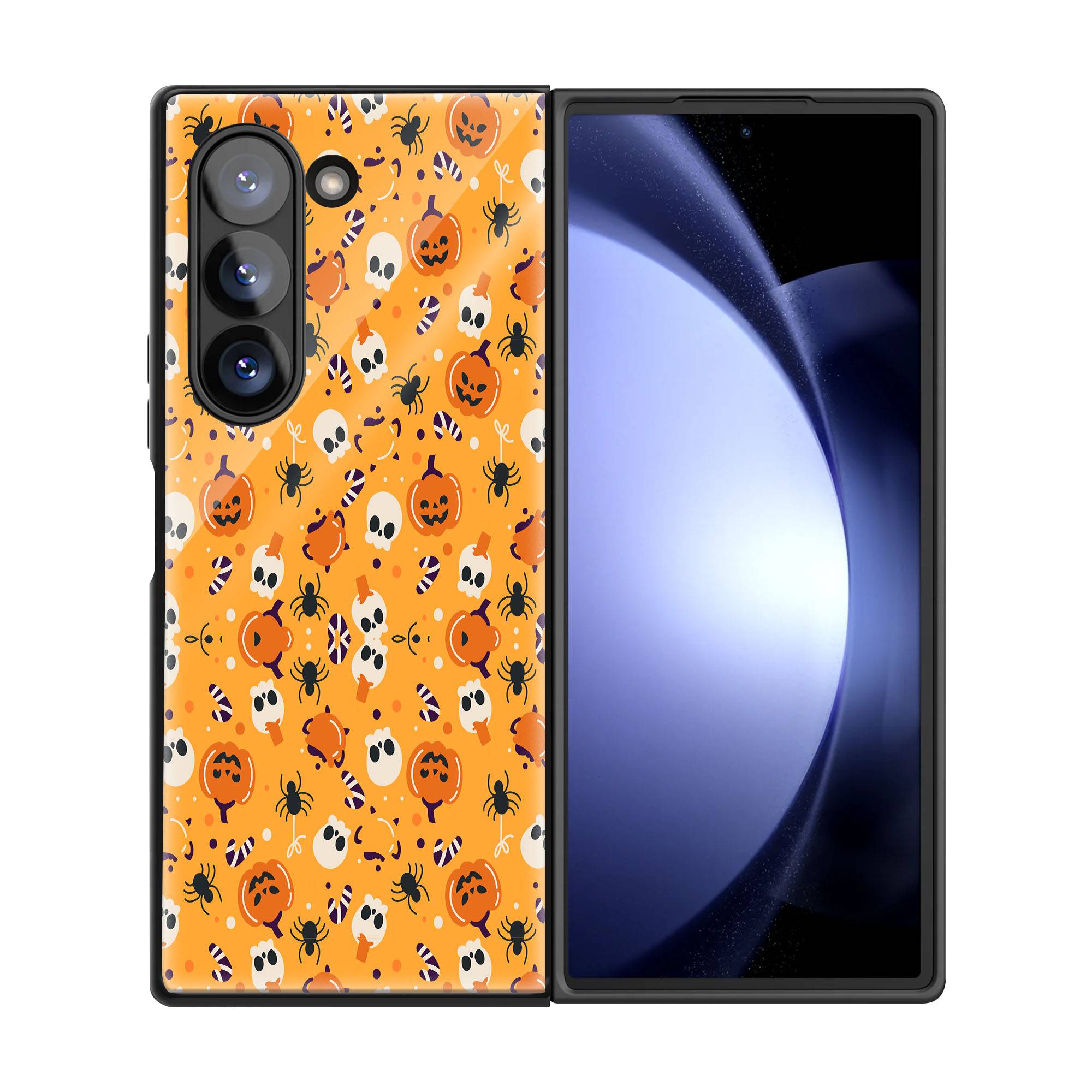 Cute Halloween Doodle Samsung Z Fold Glass Case image 2
