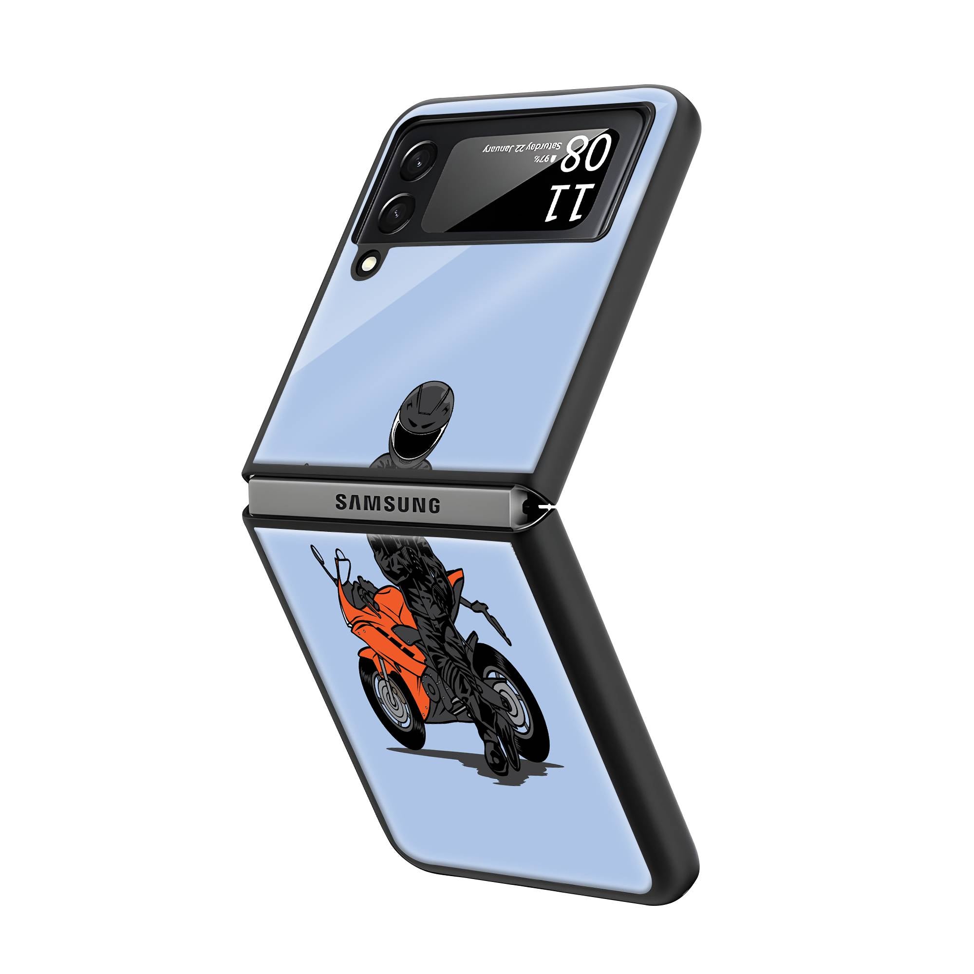 Biker Standing Samsung Z Flip Glass Case Secondary image