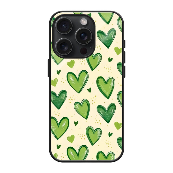 Green Hearts Glass Case image 0