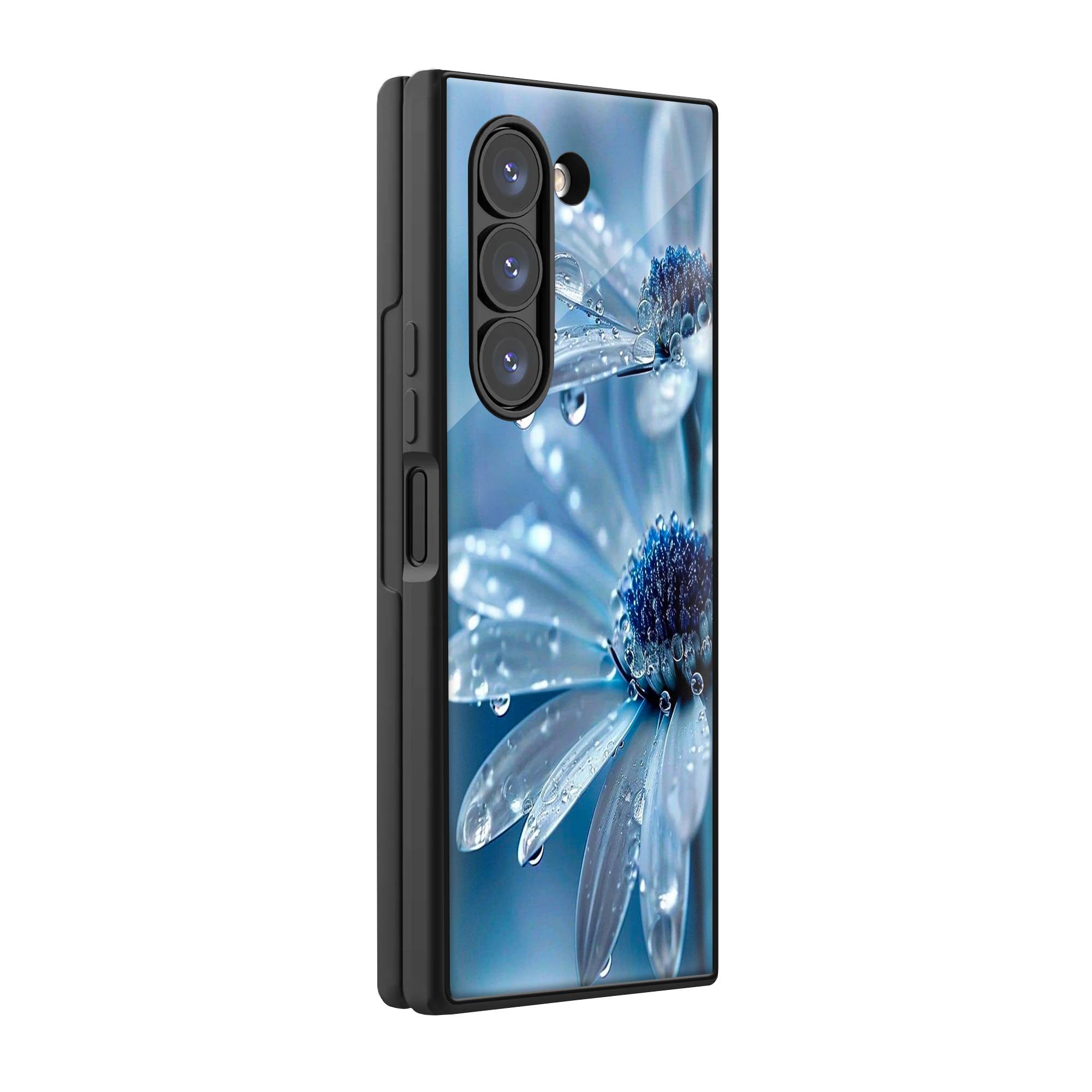 Blue Flowers Samsung Z Fold Glass Case image 0 Main image