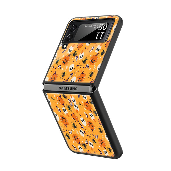 Cute Halloween Doodle Samsung Z Flip Glass Case image 1