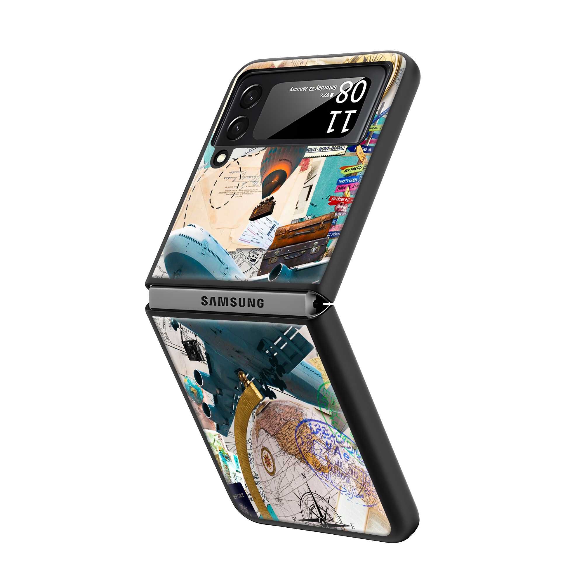 Travel Scrapbook Samsung Z Flip Glass Case Secondary image