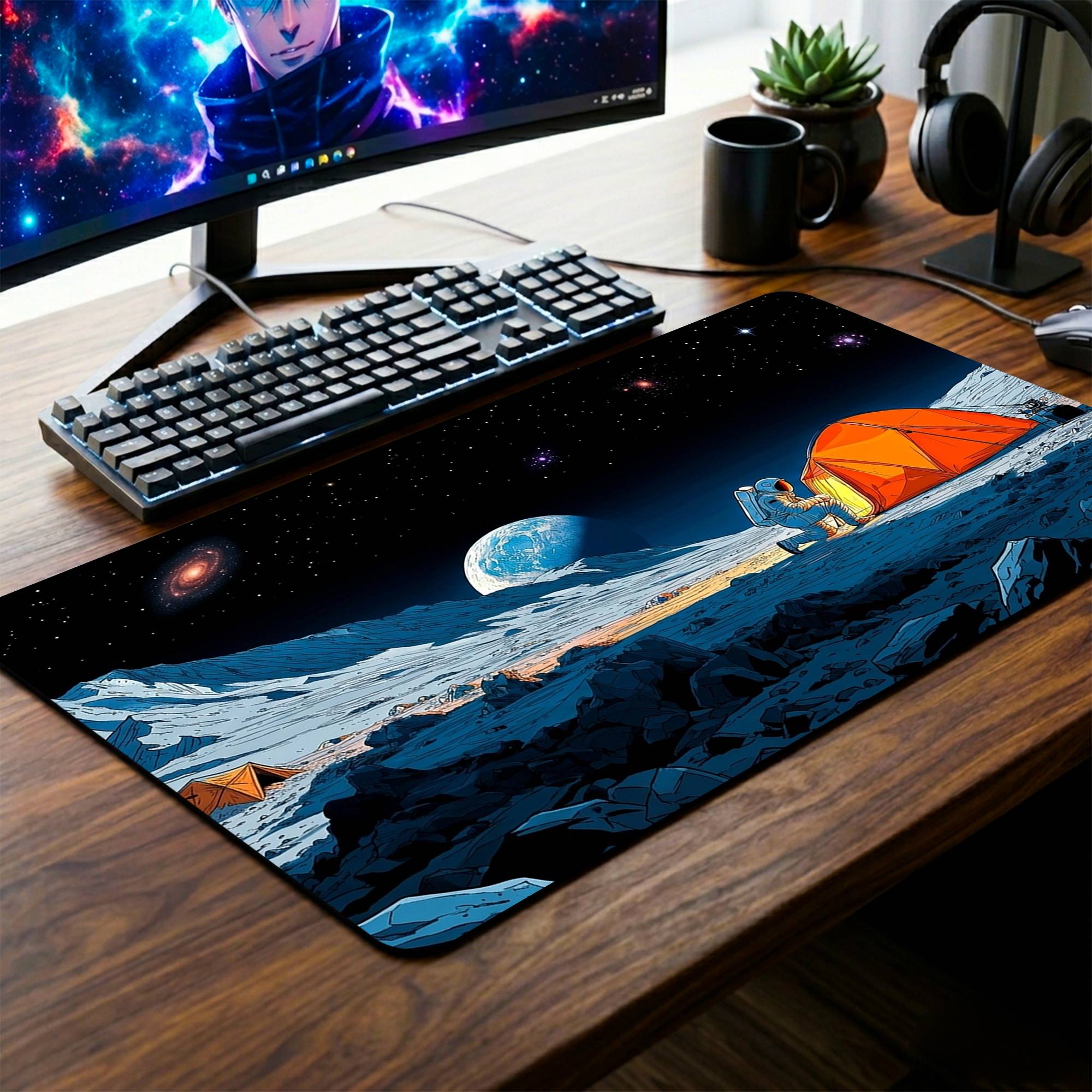 Astronaut Camping Desk Mat - 14 x 23 Inch image
