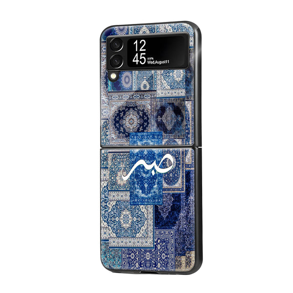 Blue Persian Carpet Art Samsung Z Flip Glass Case image 0