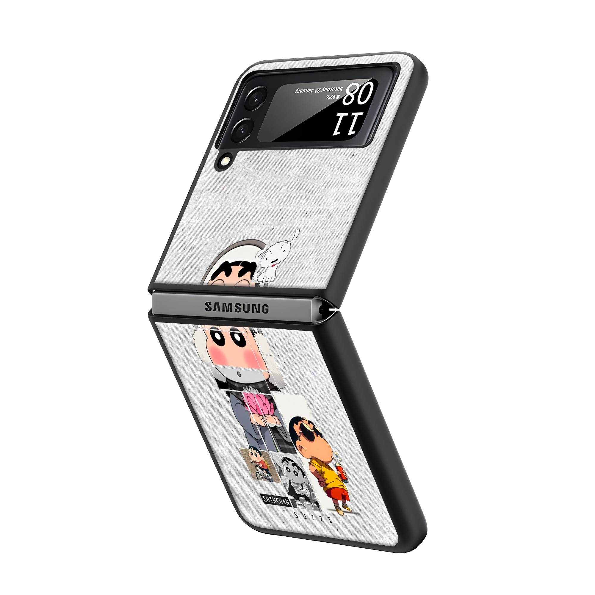 Shades of Shinchan Samsung Z Flip Glass Case Secondary image