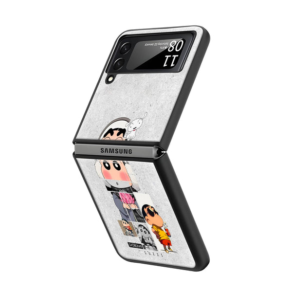 Shades of Shinchan Samsung Z Flip Glass Case image 1