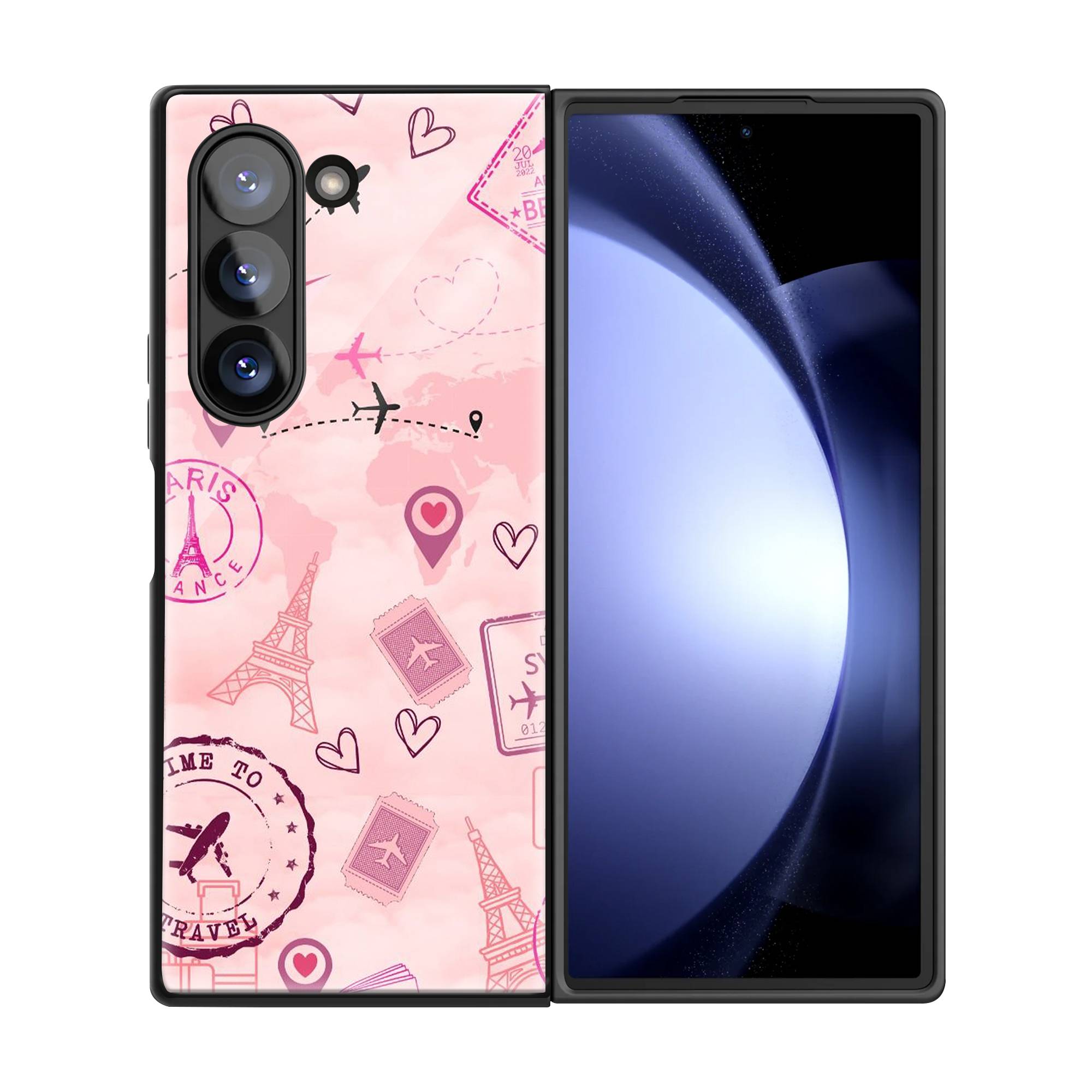 Pink Travel Samsung Z Fold Glass Case image 2