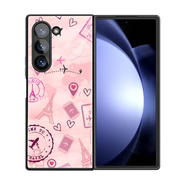 Pink Travel Samsung Z Fold Glass Case image 2