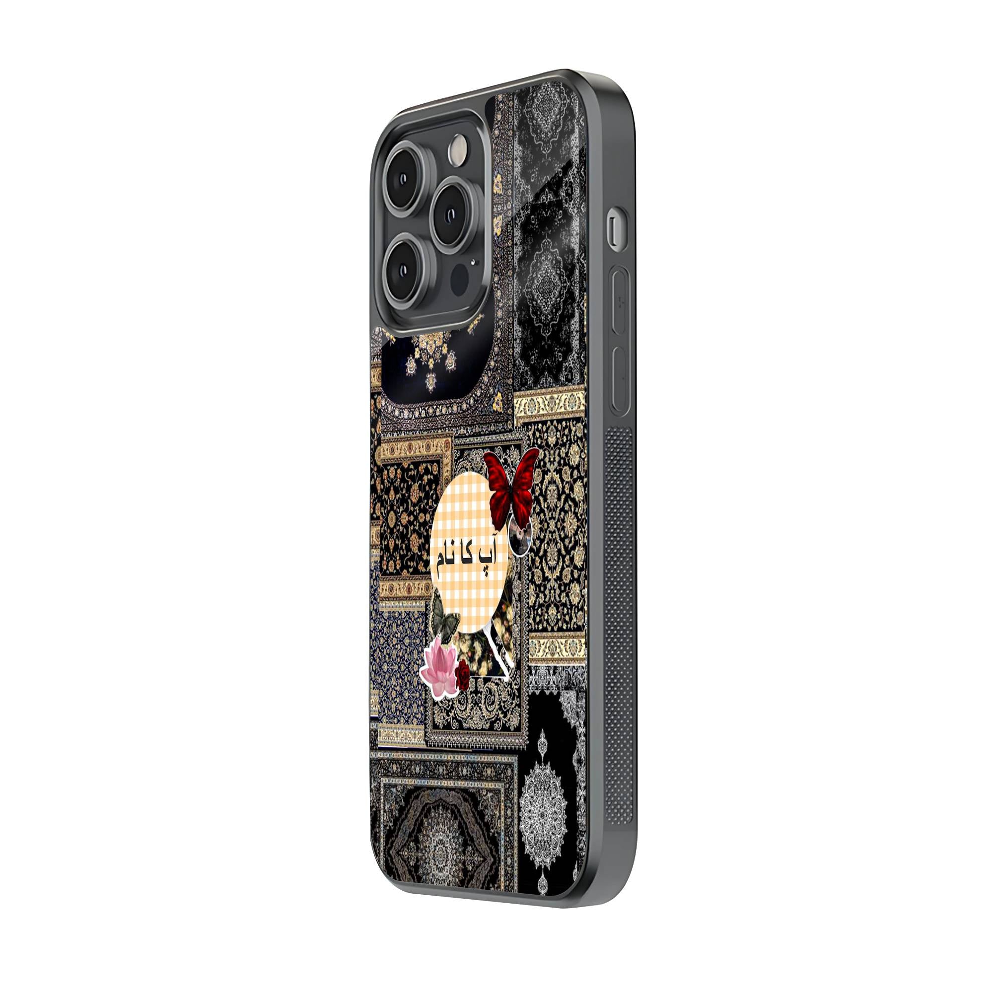Red Butterfly Carpet Glass Name Case image 1