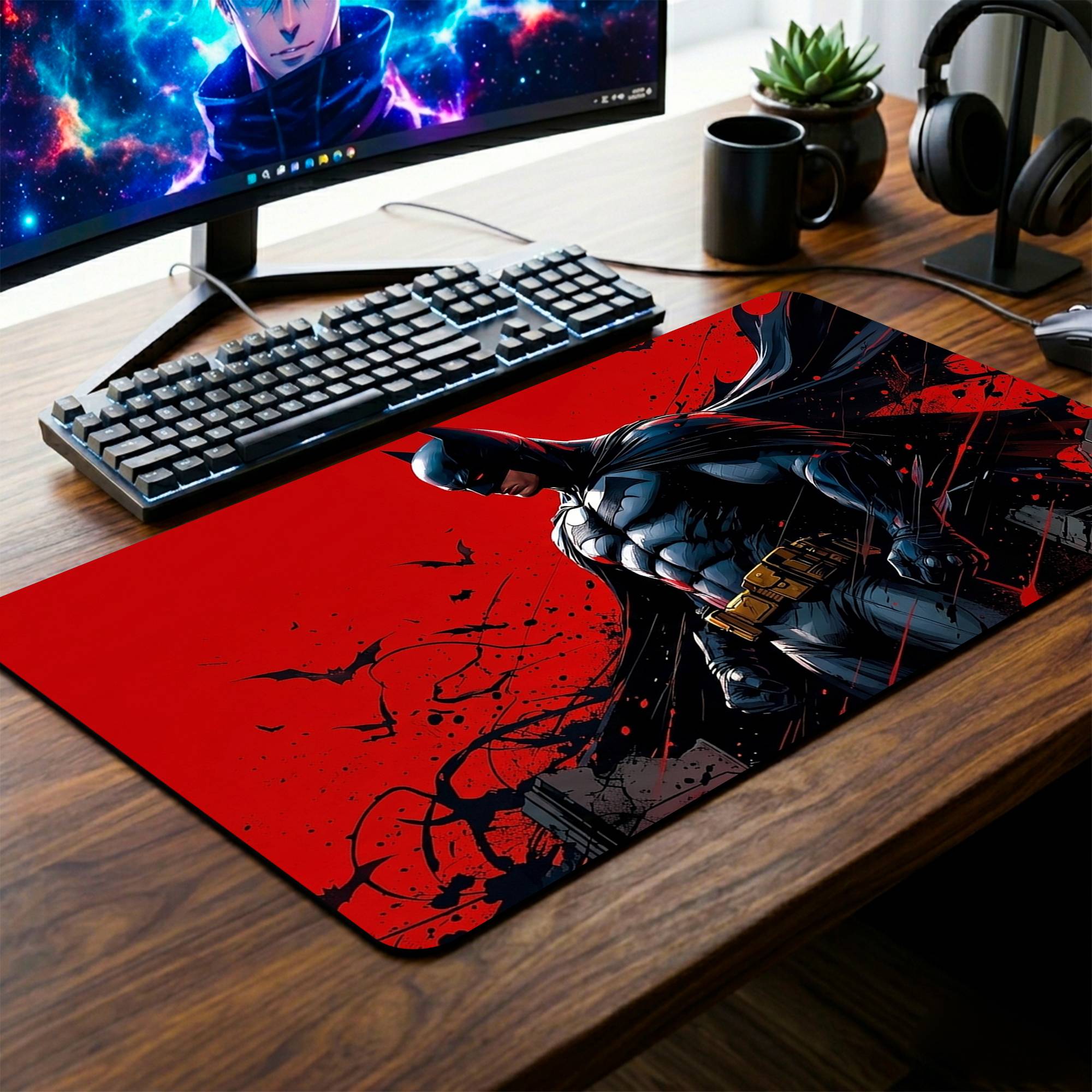 Red Batman Desk Mat - 14 x 23 Inch image