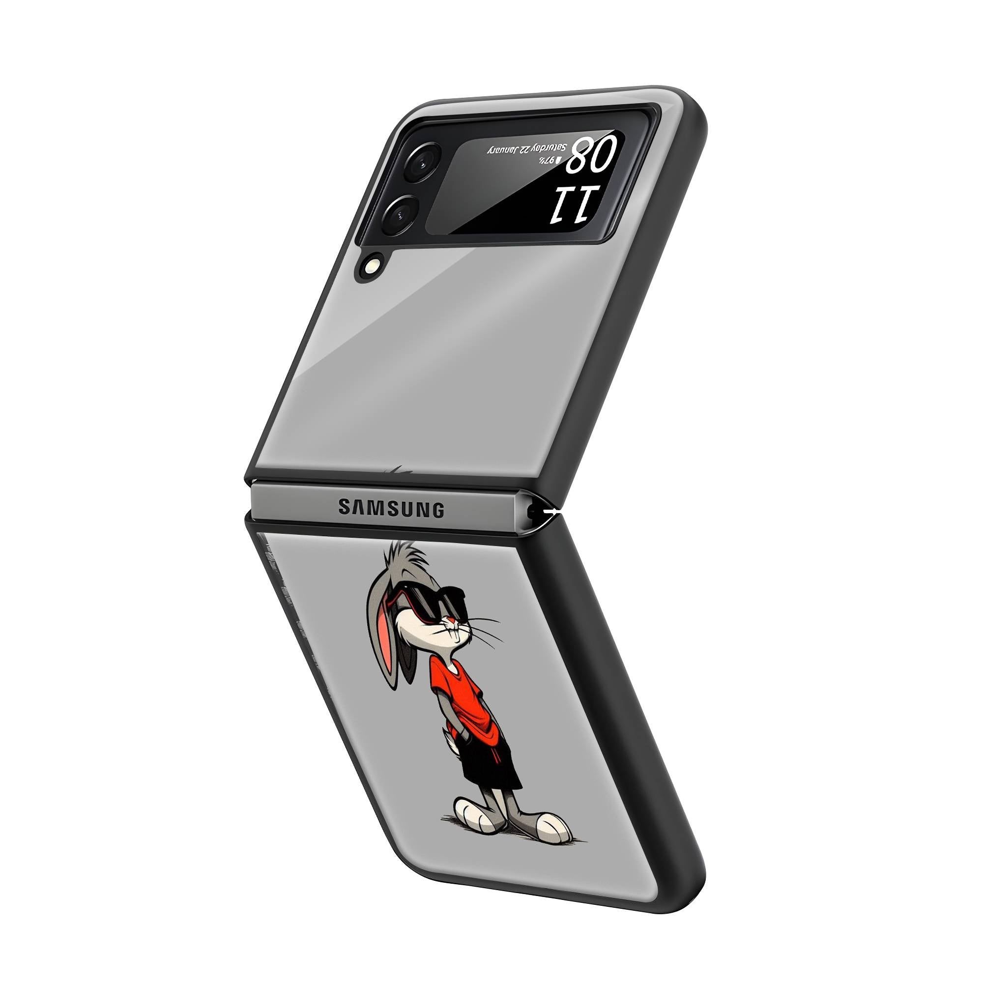 Cool Bunny Samsung Z Flip Glass Case Secondary image