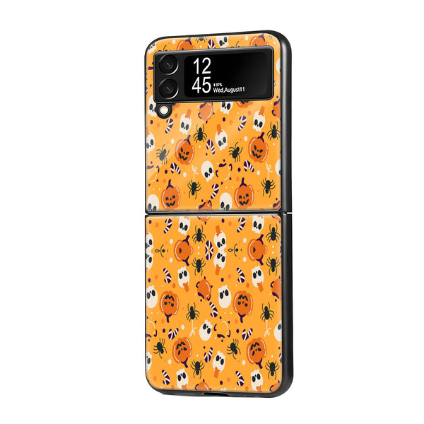 Cute Halloween Doodle Samsung Z Flip Glass Case image 0