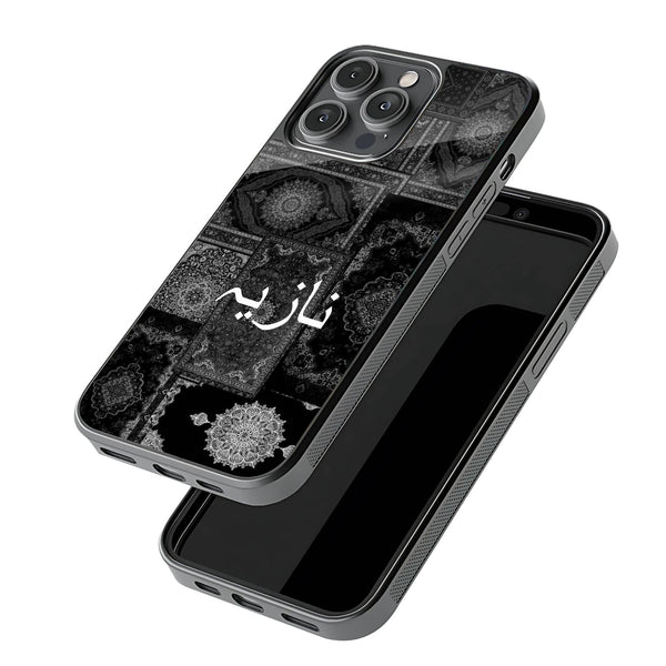 Black Vintage Carpet Glass Name Case image 2