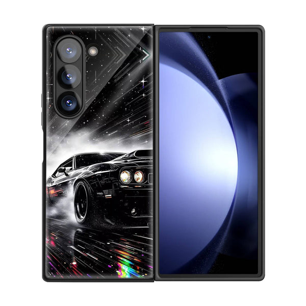 Black Dodge Samsung Z Fold Glass Case image 2