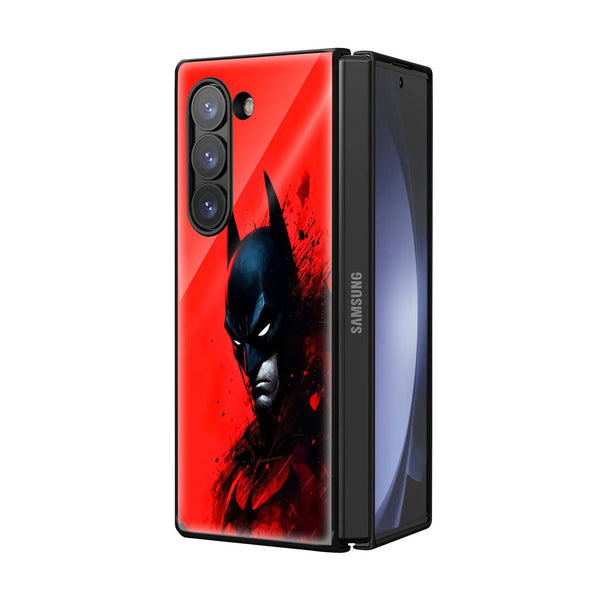 Red Gritty Digital Samsung Z Fold Glass Case image 1