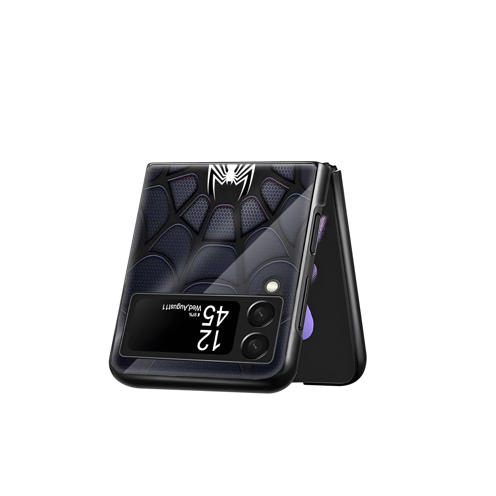 Black Spider-Man Samsung Z Flip Glass Case image 2