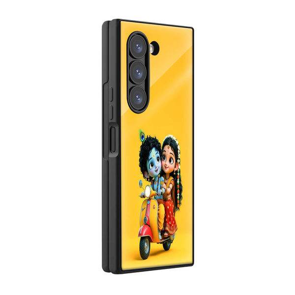 Little Krishna Ride Samsung Z Fold Glass Case image 0