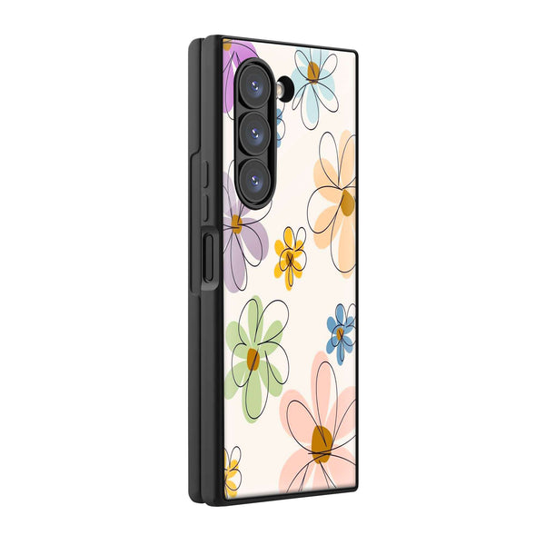 Abstract Floral Samsung Z Fold Glass Case image 0