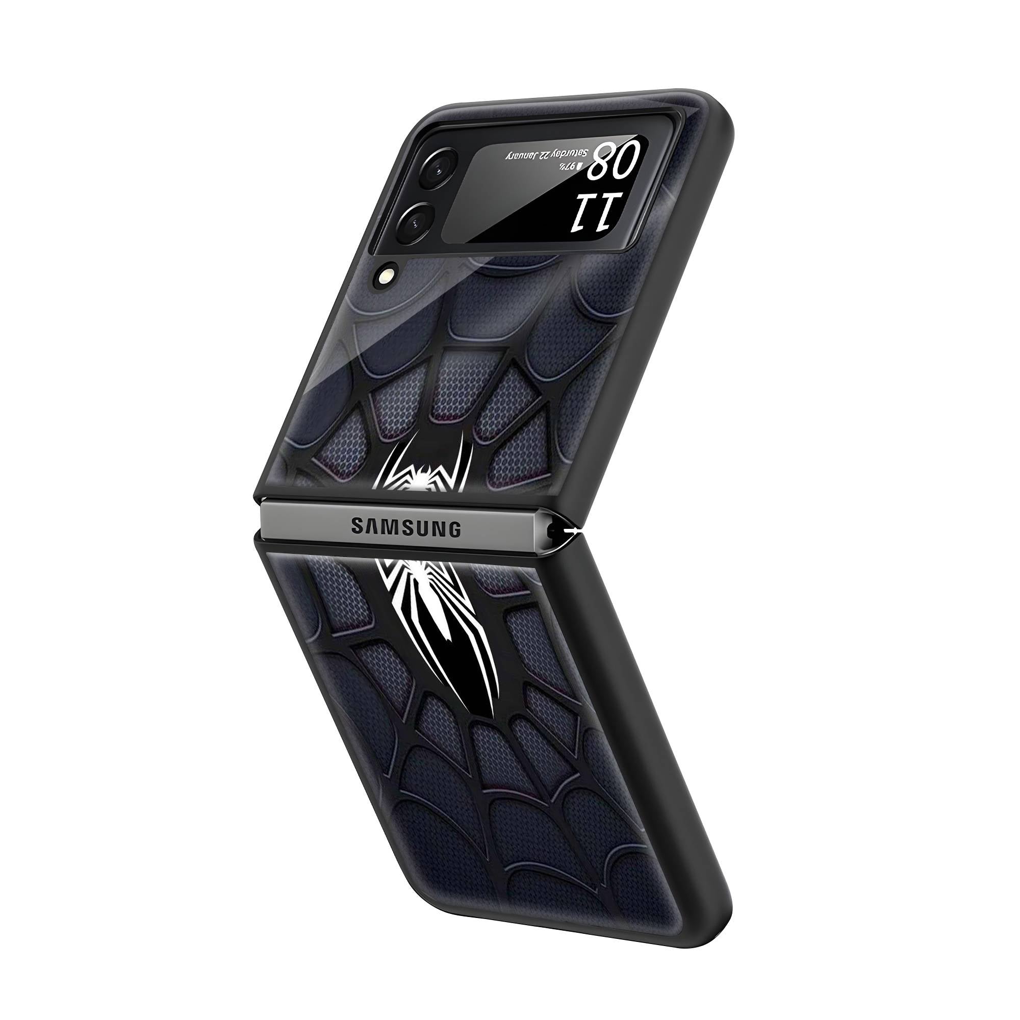 Black Spider-Man Samsung Z Flip Glass Case Secondary image