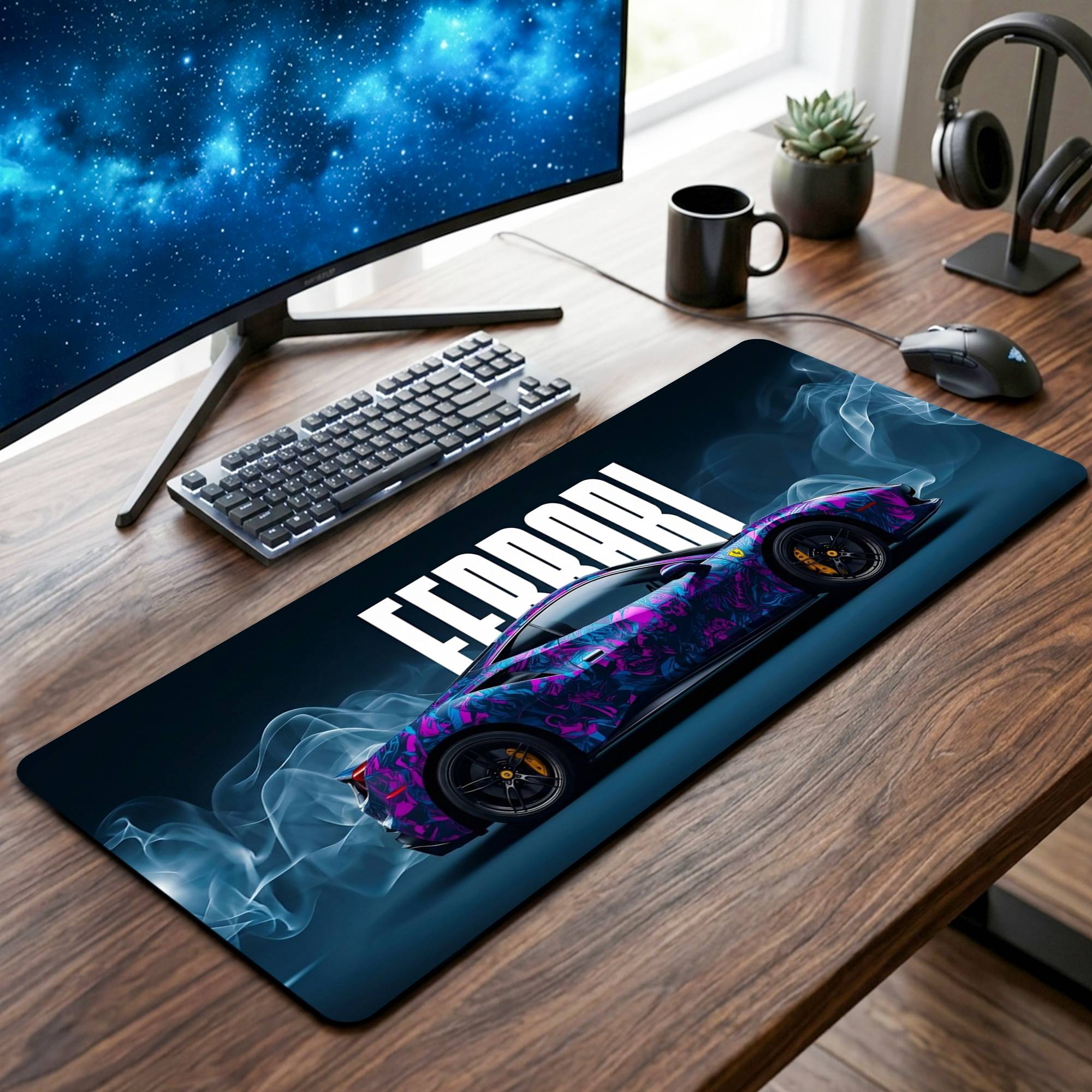 Colorful Ferrari Desk Mat - 12 x 32 Inch image