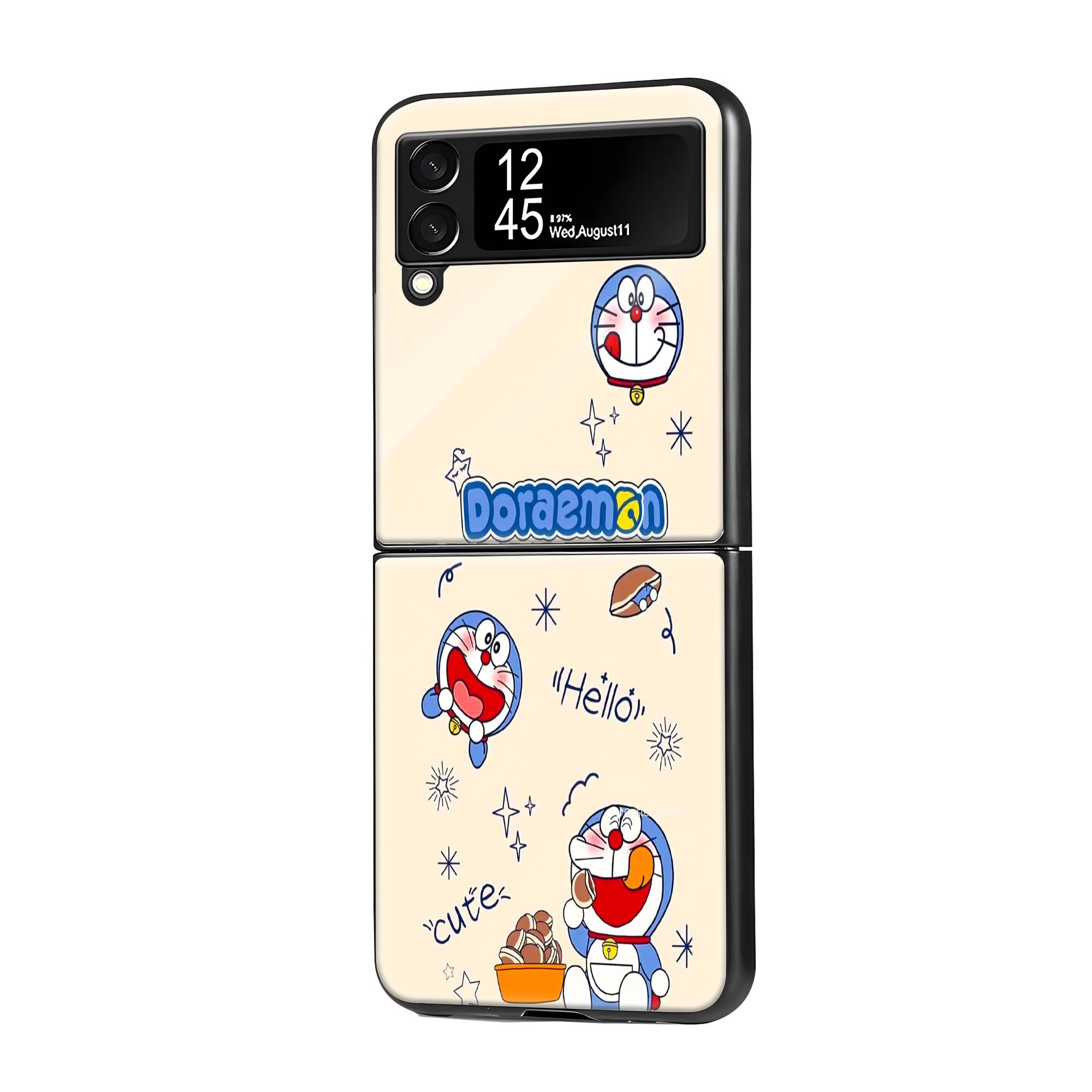 Cute Doraemon Samsung Z Flip Glass Case image 0 Main image
