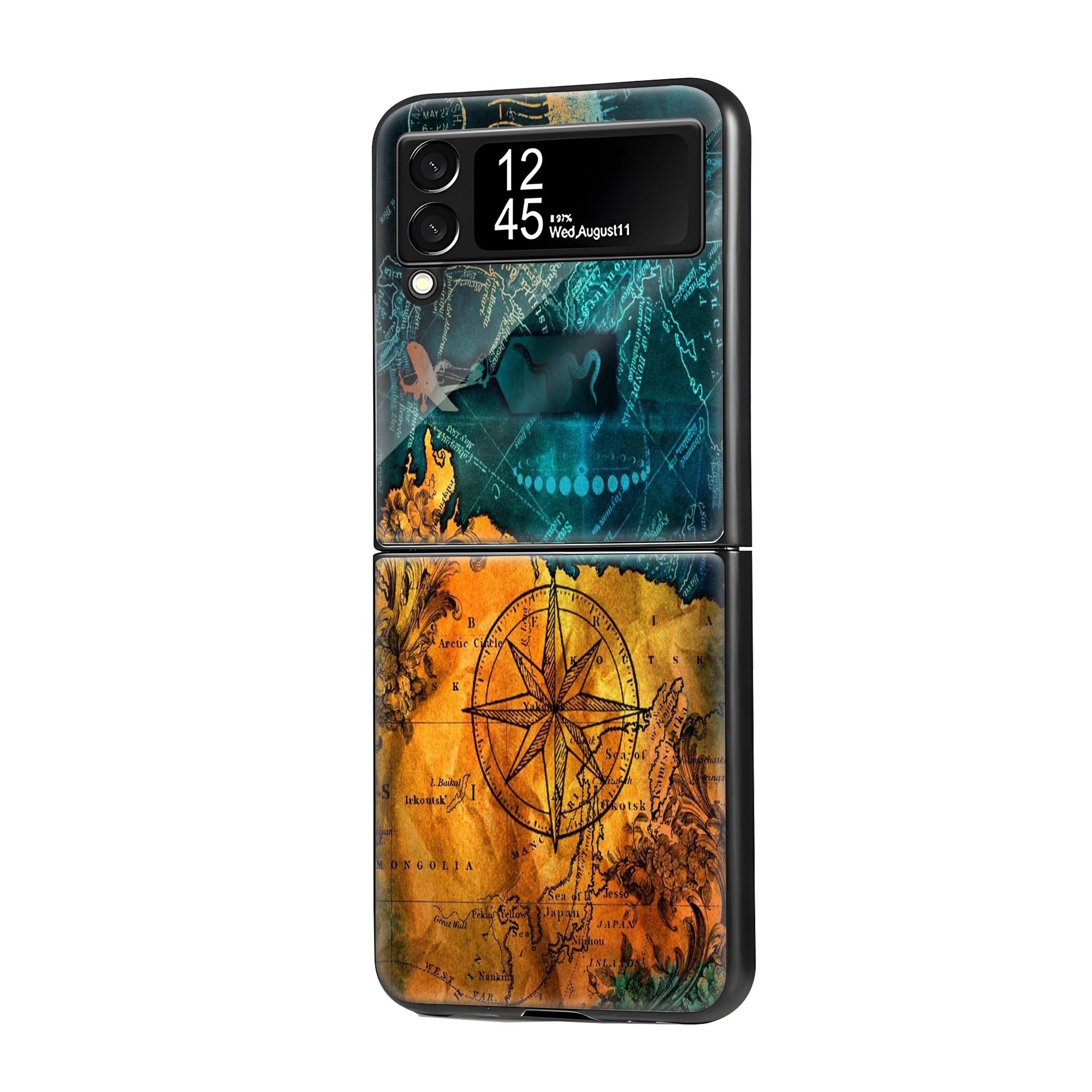 Map With Compass Samsung Z Flip Glass Case image 0 Main image
