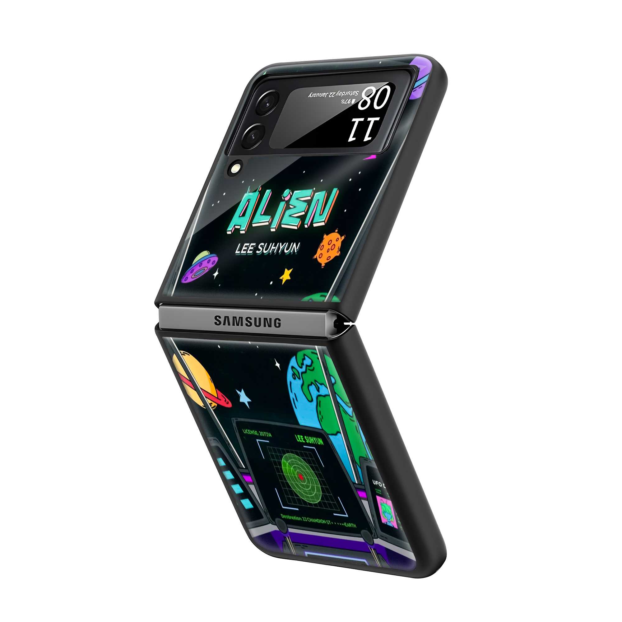 Alien Command Samsung Z Flip Glass Case