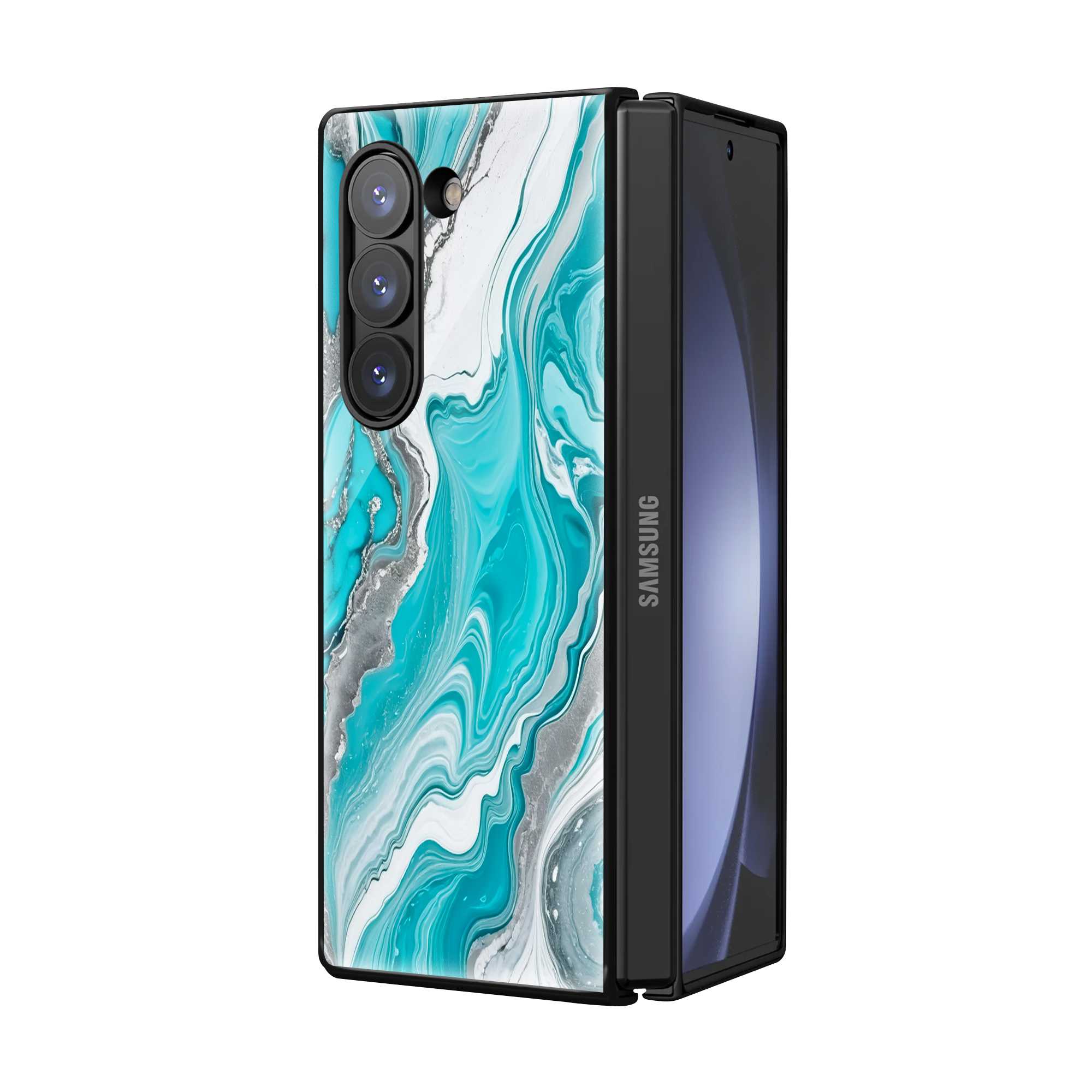 Aqua Marble Samsung Z Fold Glass Case Secondary image