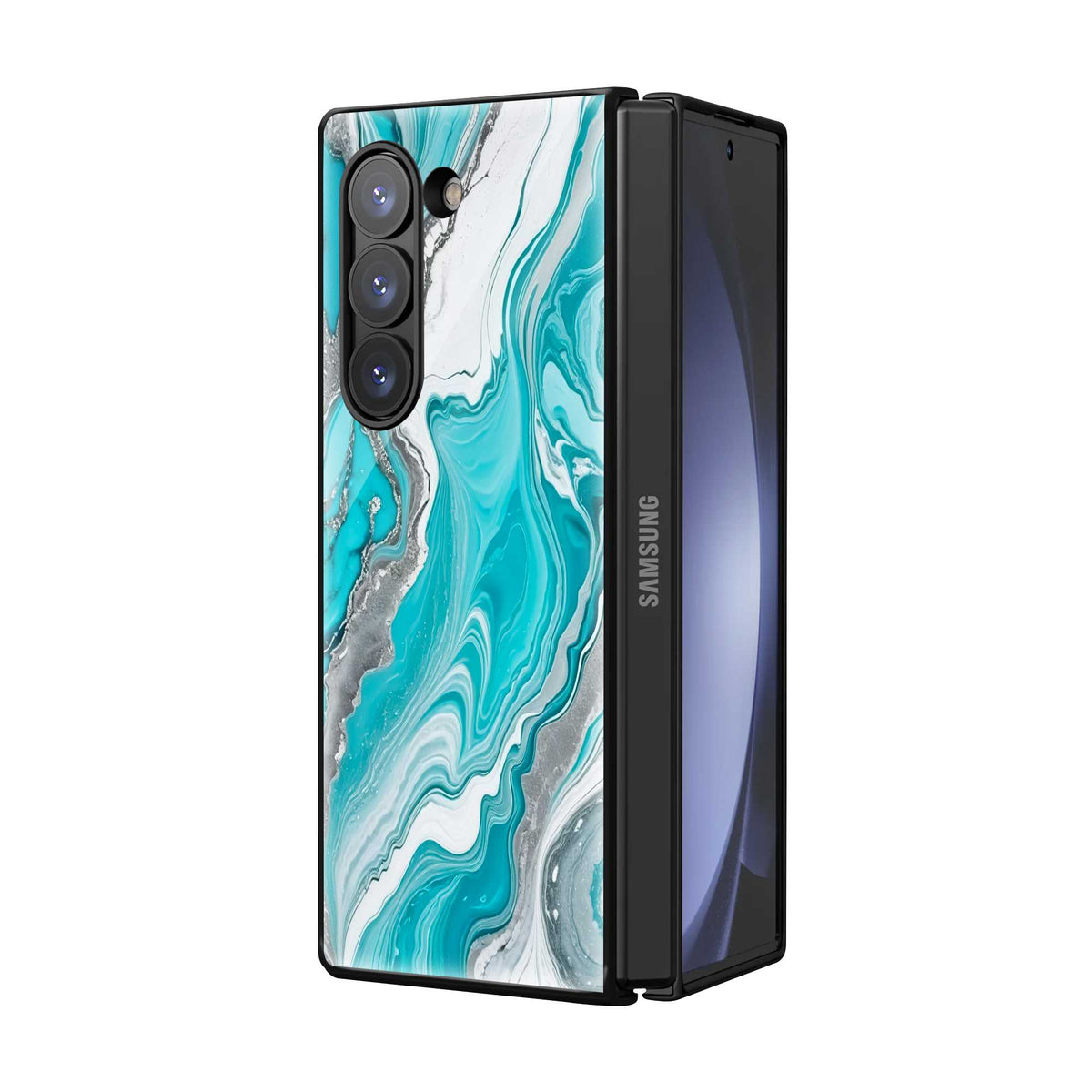 Aqua Marble Samsung Z Fold Glass Case