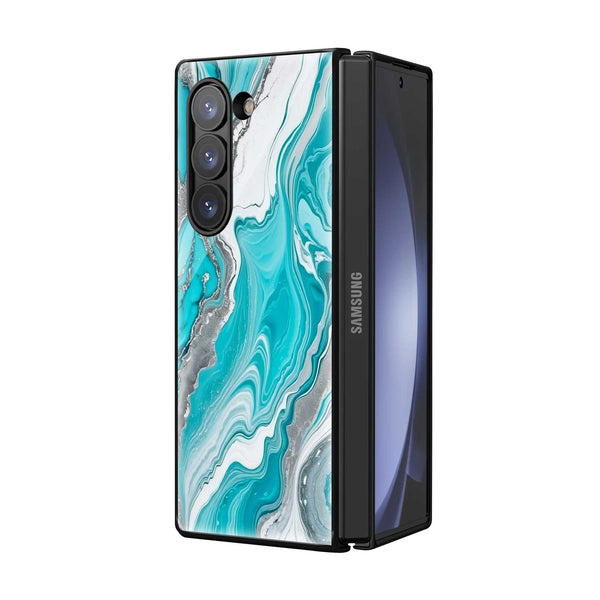Aqua Marble Samsung Z Fold Glass Case