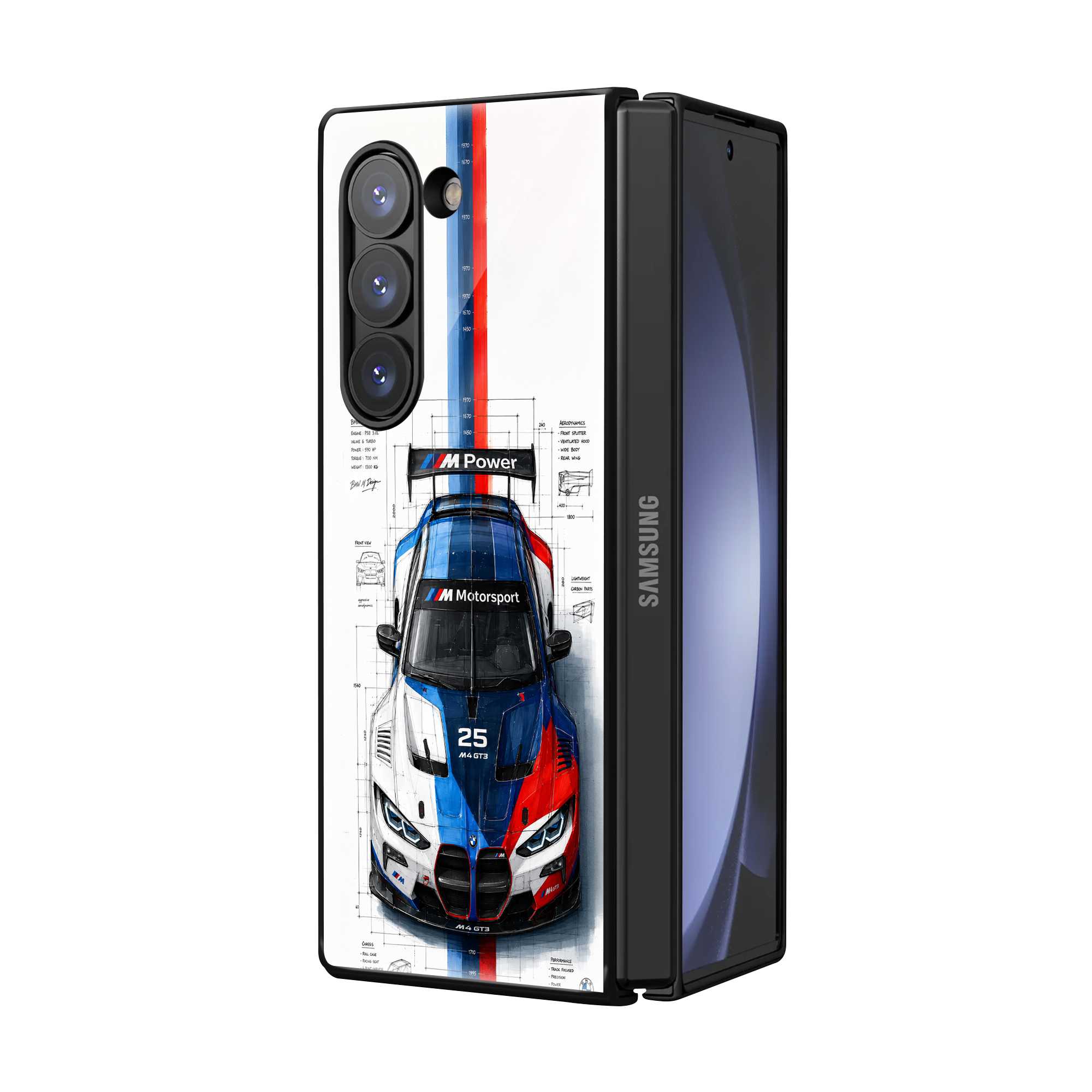 Auto Blueprint Samsung Z Fold Glass Case