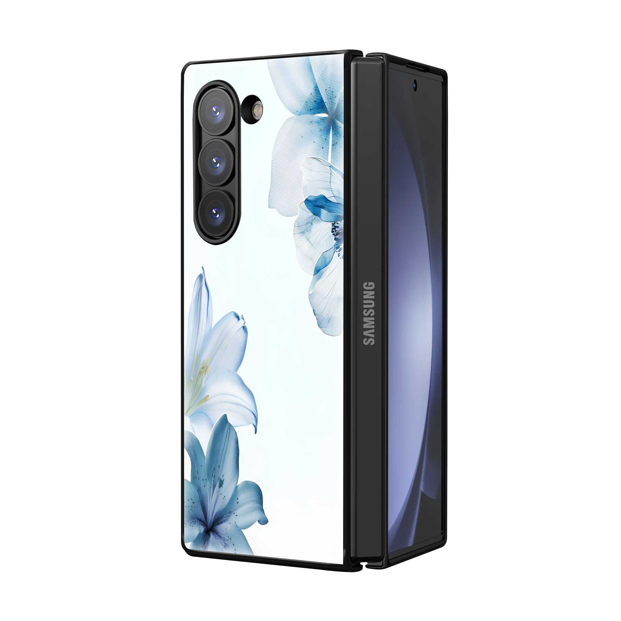 Azure Blossom Samsung Z Fold Glass Case
