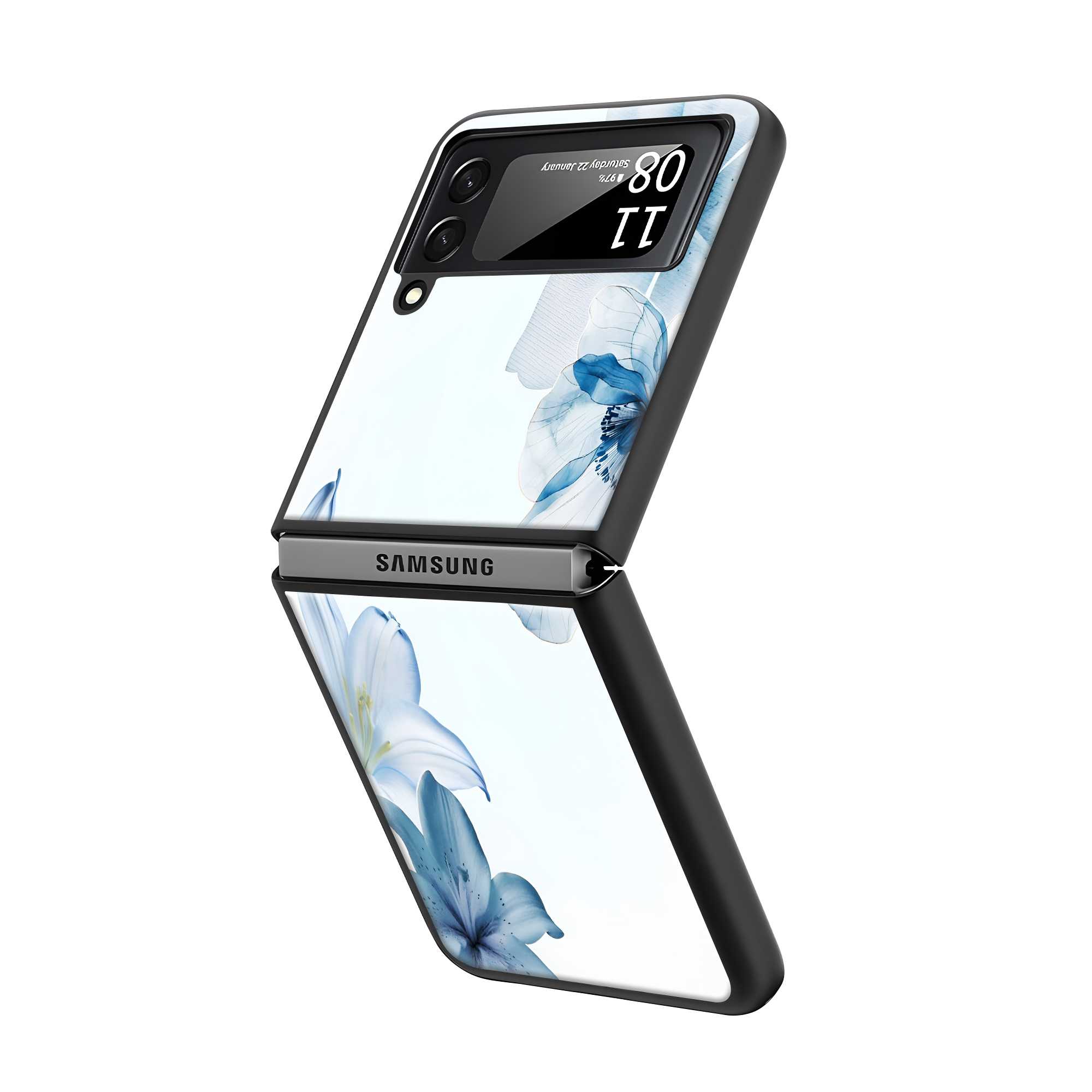 Azure Blossom Samsung Z Flip Glass Case