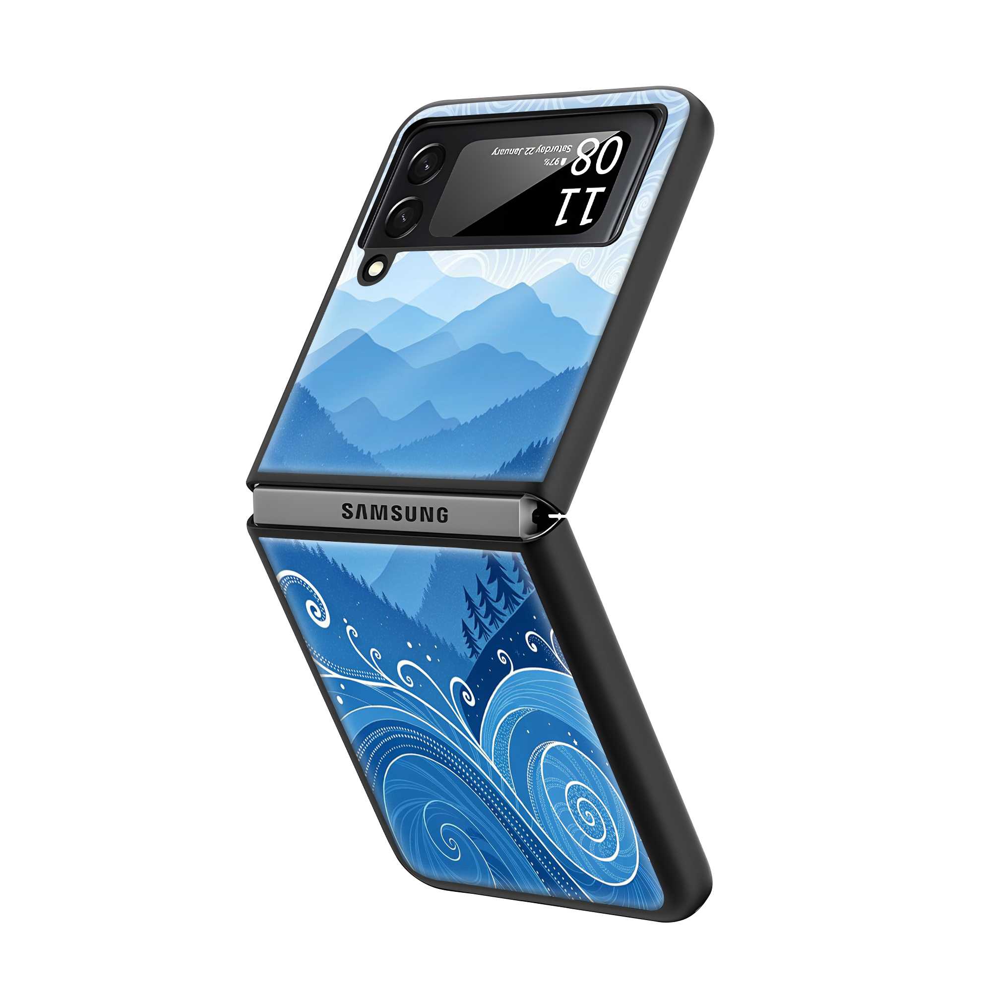 Azure Peaks Samsung Z Flip Glass Case
