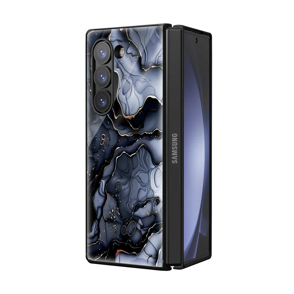 Black Gold Fusion Samsung Z Fold Glass Case