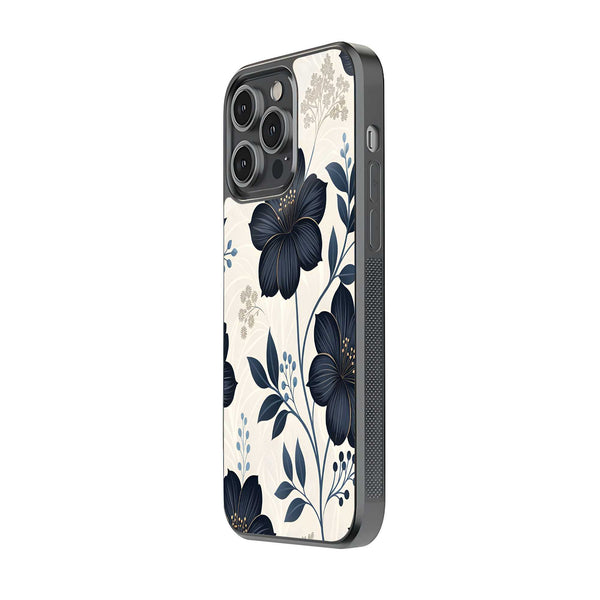 Black Petals Glass Case