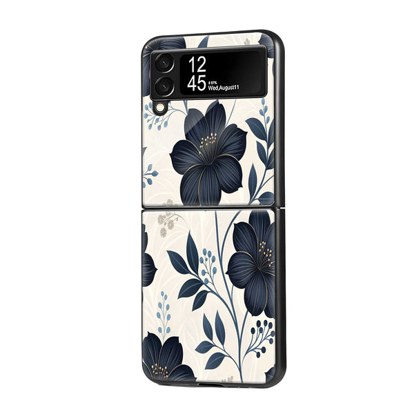 Black Petals Samsung Z Flip Glass Case