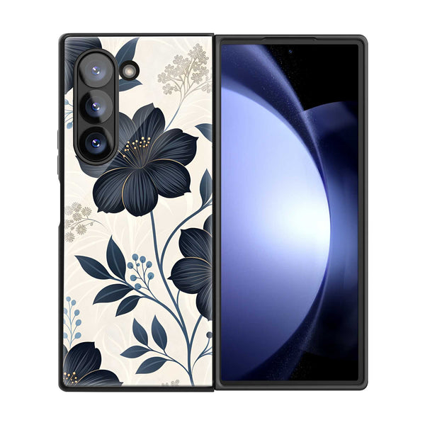 Black Petals Samsung Z Fold Glass Case