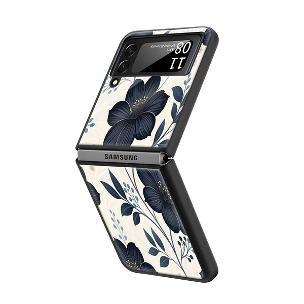 Black Petals Samsung Z Flip Glass Case