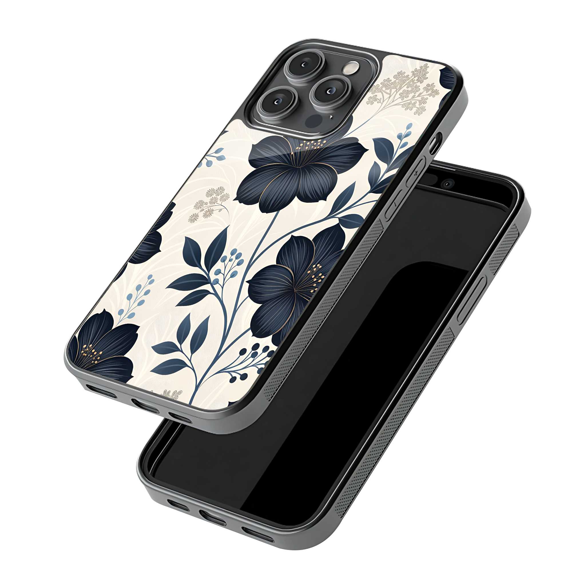 Black Petals Glass Case