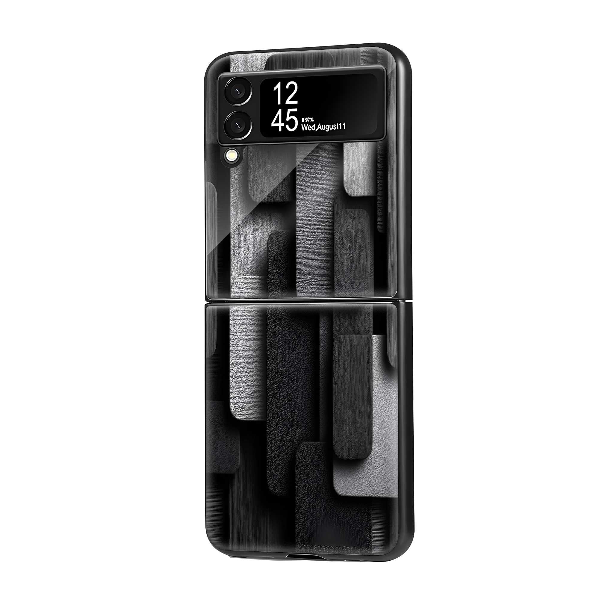 Black Texture Samsung Z Flip Glass Case