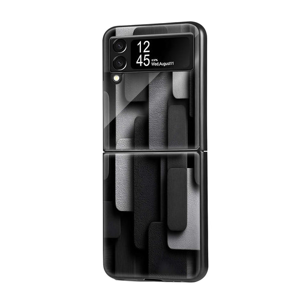 Black Texture Samsung Z Flip Glass Case
