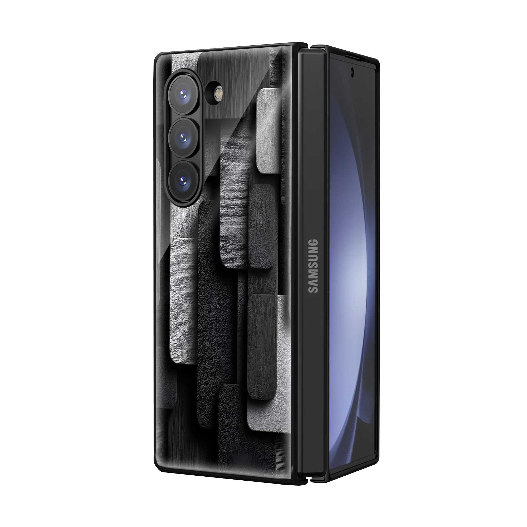 Black Texture Samsung Z Fold Glass Case